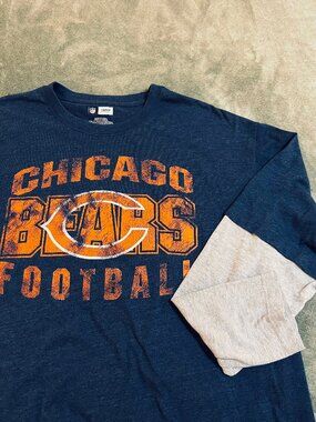 Chicago Bears Faux Layered Look Long Sleeve Mens TShirt 2XL NFL Team Apparel